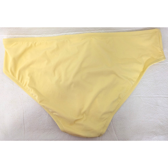 Juniors Plus Size Ribbed Cheeky Hipster Bikini Bottom Lt Yellow 2X - Picture 6 of 7